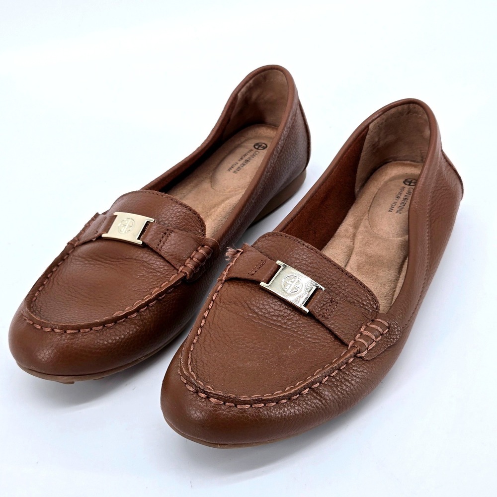 Giani Bernini Dailyn Leather Loafer Brown Memory Foam Driving Moc Women's 9.5M